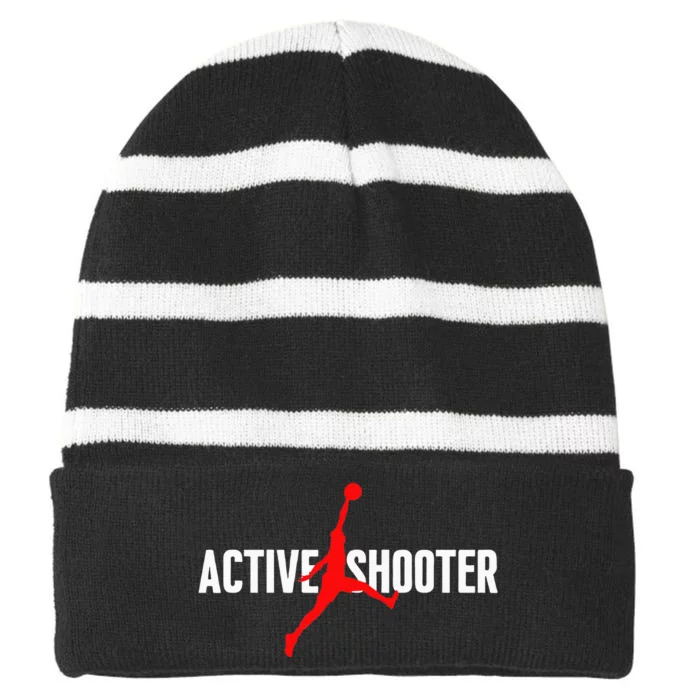 Funny Active Shooter Basketball Lovers Sarcasm Men Women Striped Beanie with Solid Band