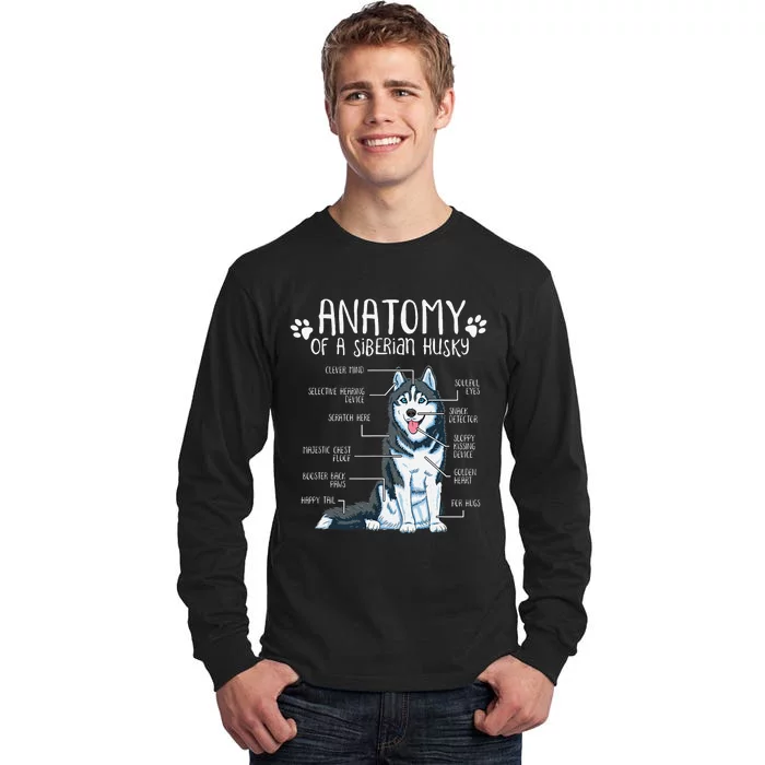 Funny Anatomy Siberian Husky Dog Lover Tall Long Sleeve T-Shirt