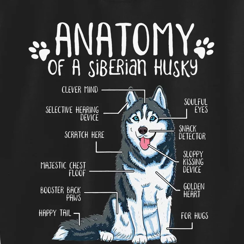 Funny Anatomy Siberian Husky Dog Lover Kids Sweatshirt