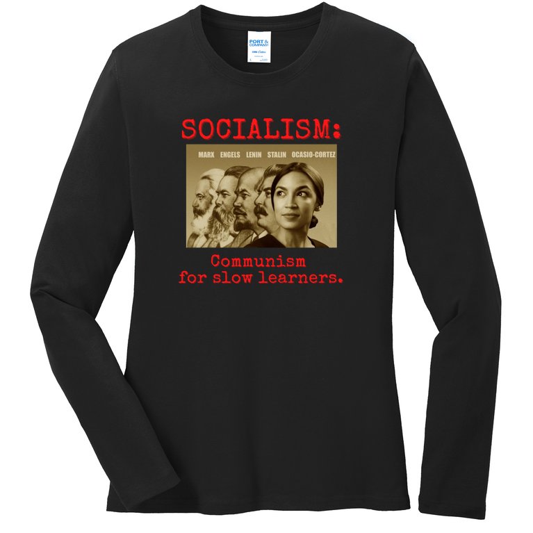 Funny Anti Socialist Conservative Ladies Missy Fit Long Sleeve Shirt
