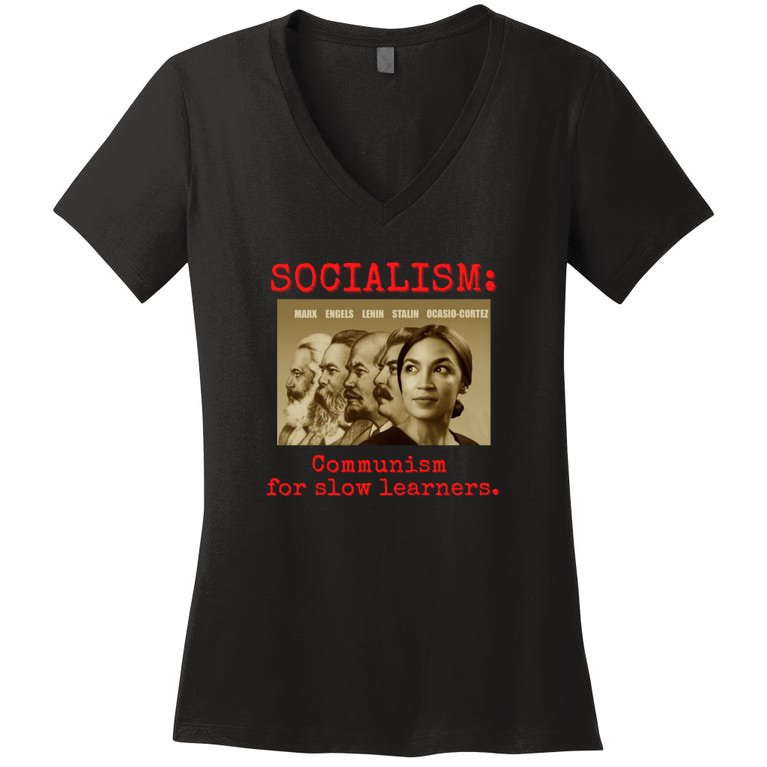 Funny Anti Socialist Conservative Women's V-Neck T-Shirt