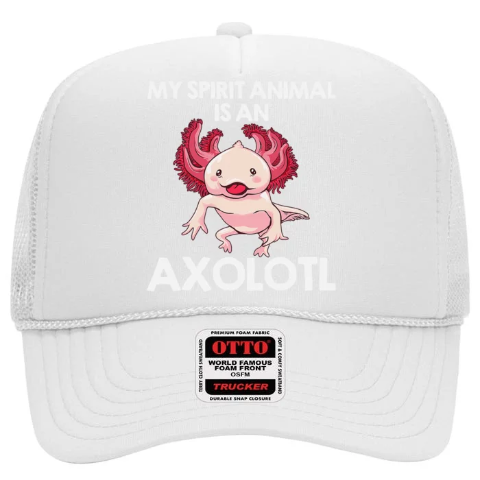 Funny Axolotl Spirit Animal Biology Zookeeper High Crown Mesh Trucker Hat