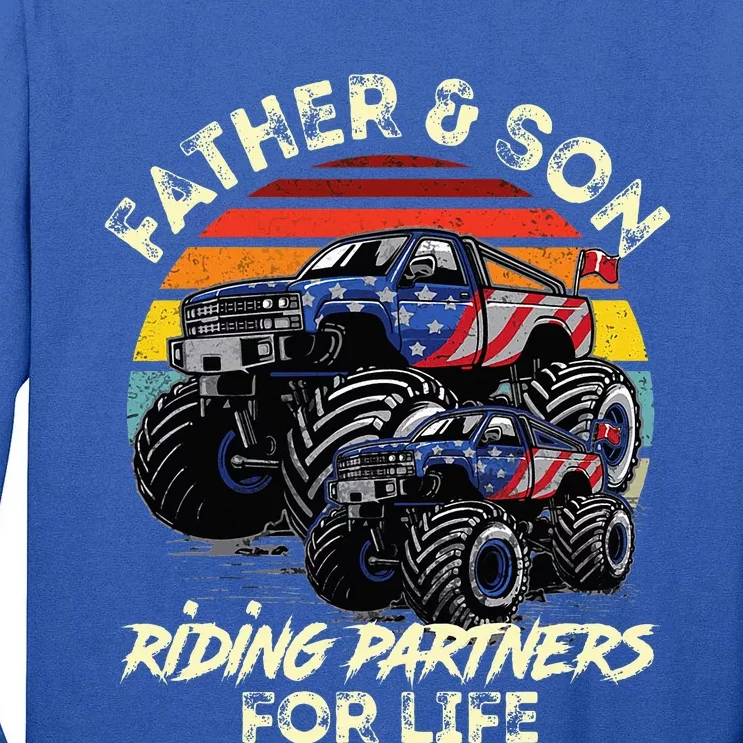 Father And Son Riding Monster Truck For Life Racing Truck Tall Long Sleeve T-Shirt