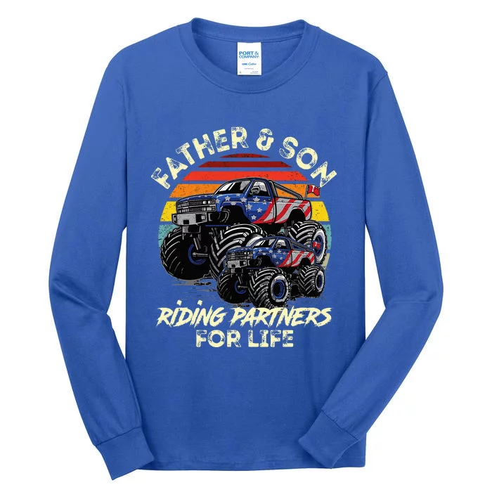 Father And Son Riding Monster Truck For Life Racing Truck Tall Long Sleeve T-Shirt