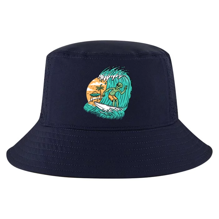 Funny Aliens Surfing On The Beach Holiday Cool Comfort Performance Bucket Hat