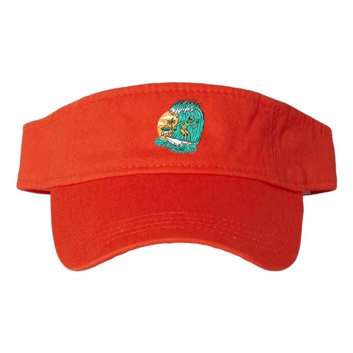 Funny Aliens Surfing On The Beach Holiday Valucap Bio-Washed Visor