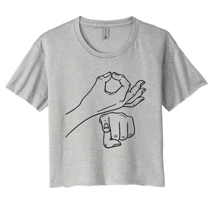 Funny Asl Sign Language (Explicit) Novelty Tee Gift Women's Crop Top Tee