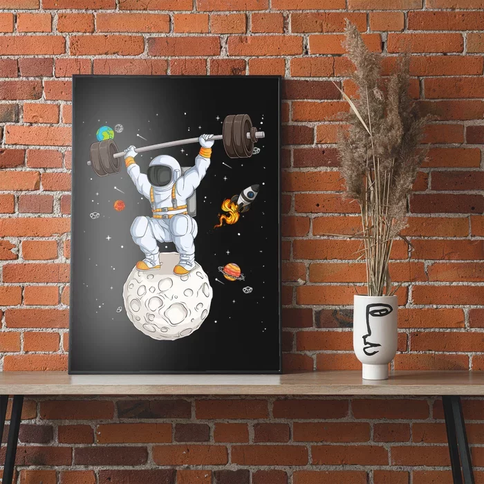 Funny Astronaut Space Weightlifting Fitness Gym Workout Men Poster