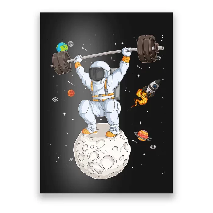 Funny Astronaut Space Weightlifting Fitness Gym Workout Men Poster