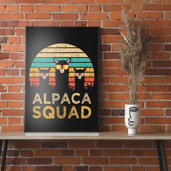 Funny Alpaca Squad Sunglasses Cool Alpacas Vintage Gift Poster