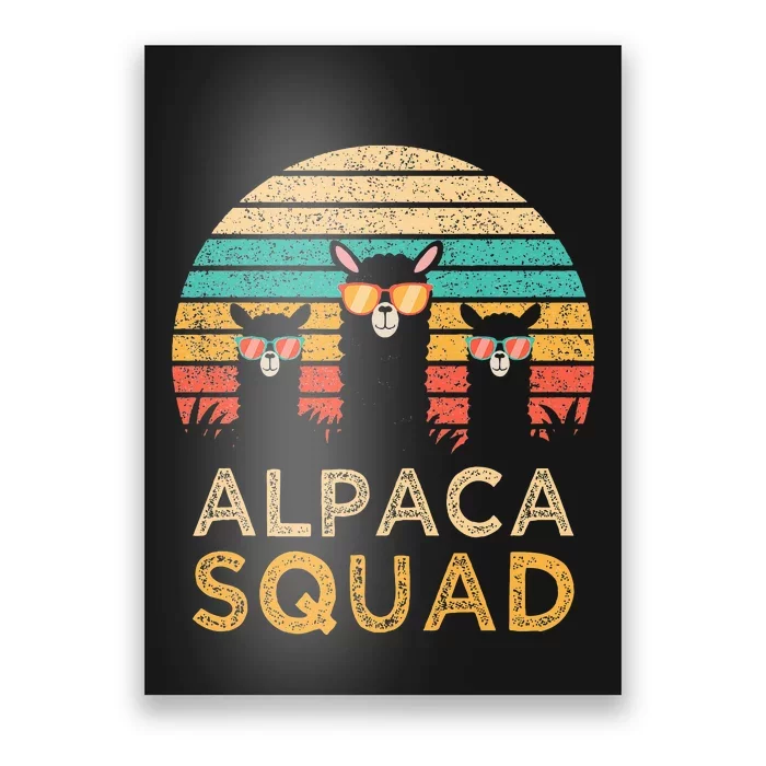 Funny Alpaca Squad Sunglasses Cool Alpacas Vintage Gift Poster