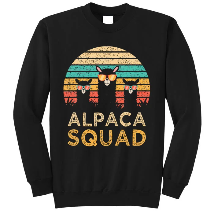 Funny Alpaca Squad Sunglasses Cool Alpacas Vintage Gift Tall Sweatshirt