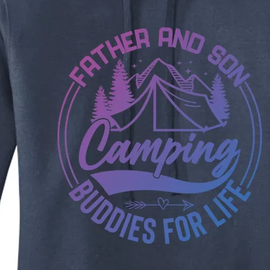 Father And Son Camping Buddies For Life Funny Camping Gift Women's Pullover Hoodie