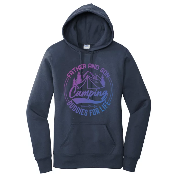 Father And Son Camping Buddies For Life Funny Camping Gift Women's Pullover Hoodie