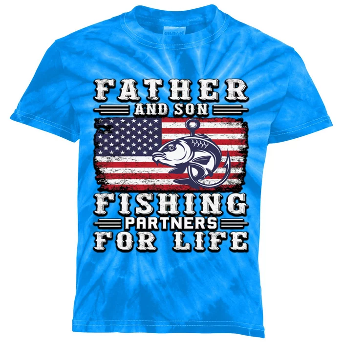 Father And Son Fishing Partners For Life Gift Kids Tie-Dye T-Shirt