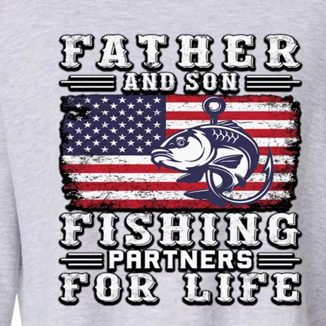 Father And Son Fishing Partners For Life Gift Cropped Pullover Crew