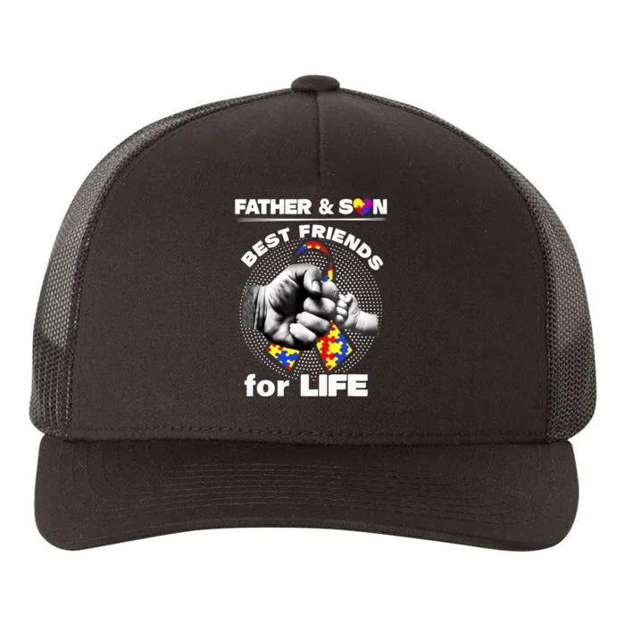 Father And Son Best Friends For Life Ribbon Autism Awareness Yupoong Adult 5-Panel Trucker Hat