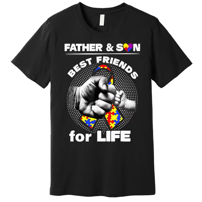 Father And Son Best Friends For Life Ribbon Autism Awareness Premium T-Shirt