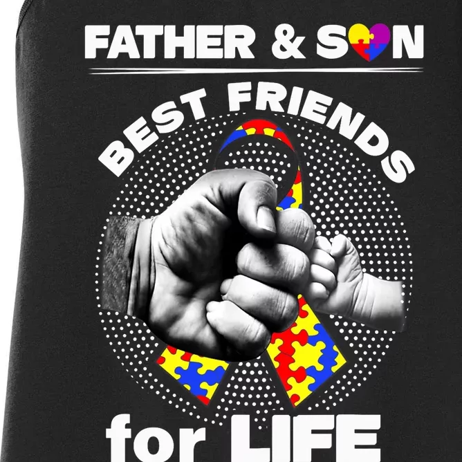 Father And Son Best Friends For Life Ribbon Autism Awareness Women's Racerback Tank