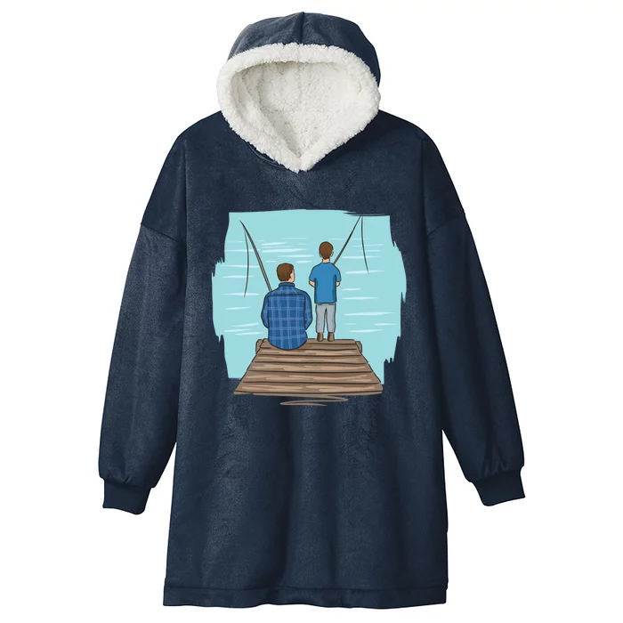 Father And Son Fishing Partners For Life Gift Hooded Wearable Blanket