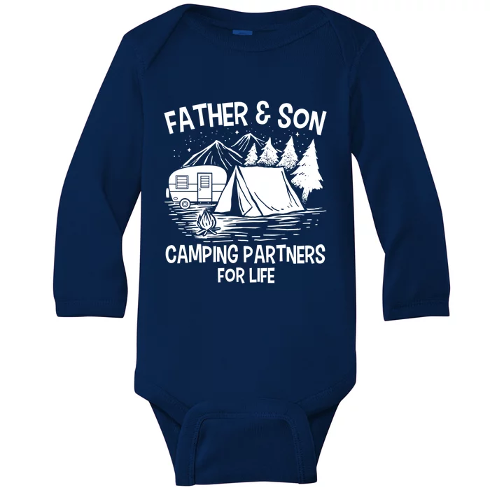 Father And Son Camping Partners For Life Gift Baby Long Sleeve Bodysuit