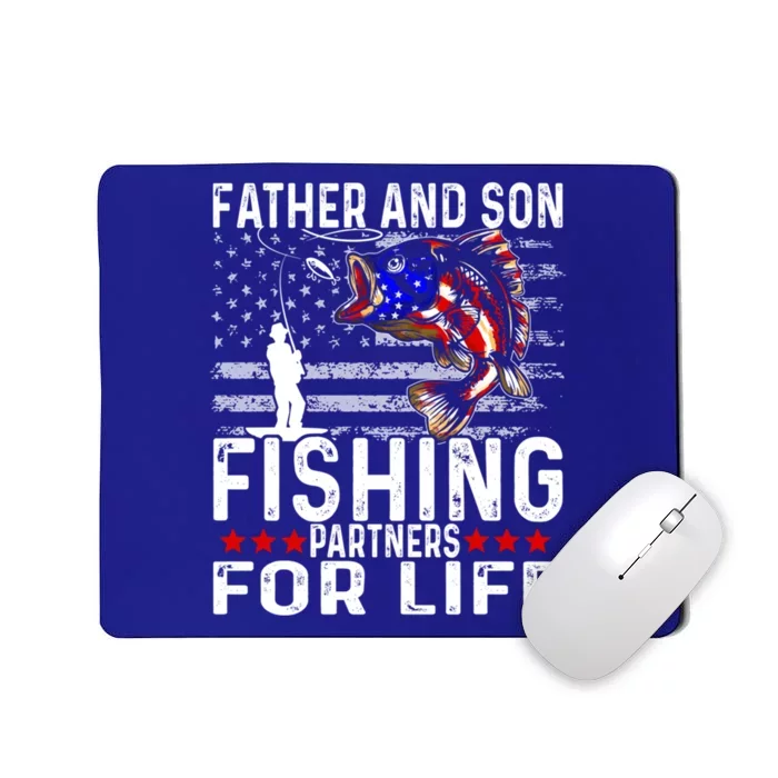 Father And Son Fishing Partners For Life Usa Flag Gift Mousepad