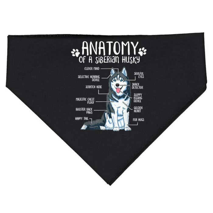 Funny Anatomy Siberian Husky Dog Lover TShirt USA-Made Doggie Bandana