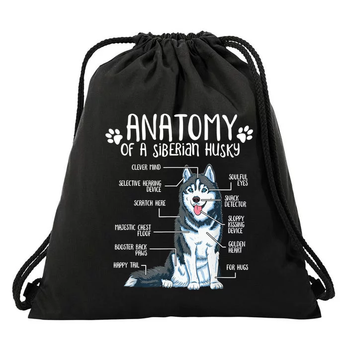 Funny Anatomy Siberian Husky Dog Lover TShirt Drawstring Bag