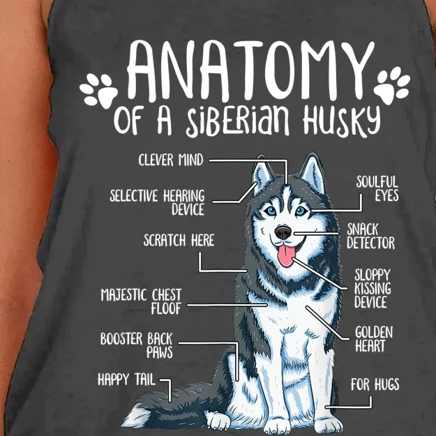 Funny Anatomy Siberian Husky Dog Lover TShirt Women's Knotted Racerback Tank