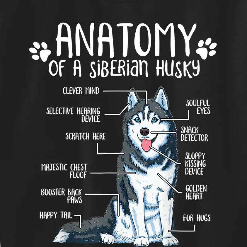 Funny Anatomy Siberian Husky Dog Lover TShirt Kids Sweatshirt