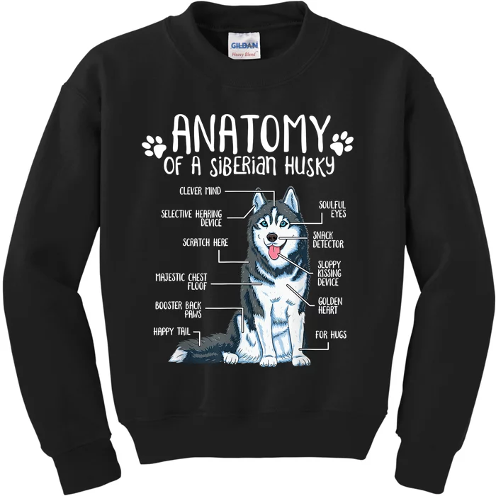 Funny Anatomy Siberian Husky Dog Lover TShirt Kids Sweatshirt