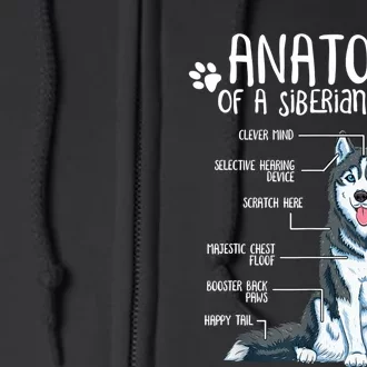 Funny Anatomy Siberian Husky Dog Lover TShirt Full Zip Hoodie