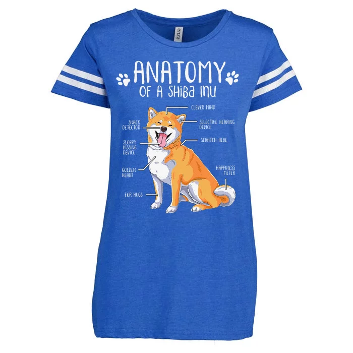 Funny Anatomy Shiba Inu Dog Lover Enza Ladies Jersey Football T-Shirt