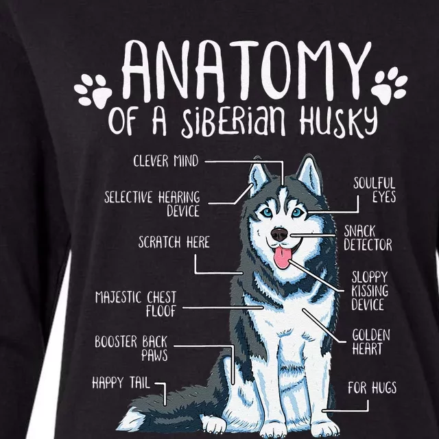 Funny Anatomy Siberian Husky Dog Lover Gift Womens Cotton Relaxed Long Sleeve T-Shirt