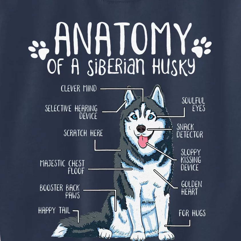 Funny Anatomy Siberian Husky Dog Lover Gift Kids Sweatshirt