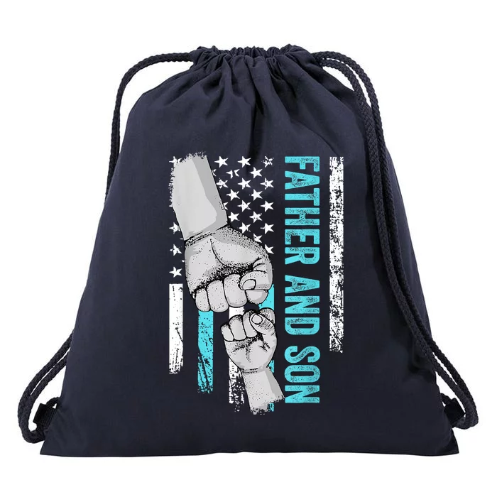 Father And Son American Flag Matching Fathers Day Father Son Drawstring Bag