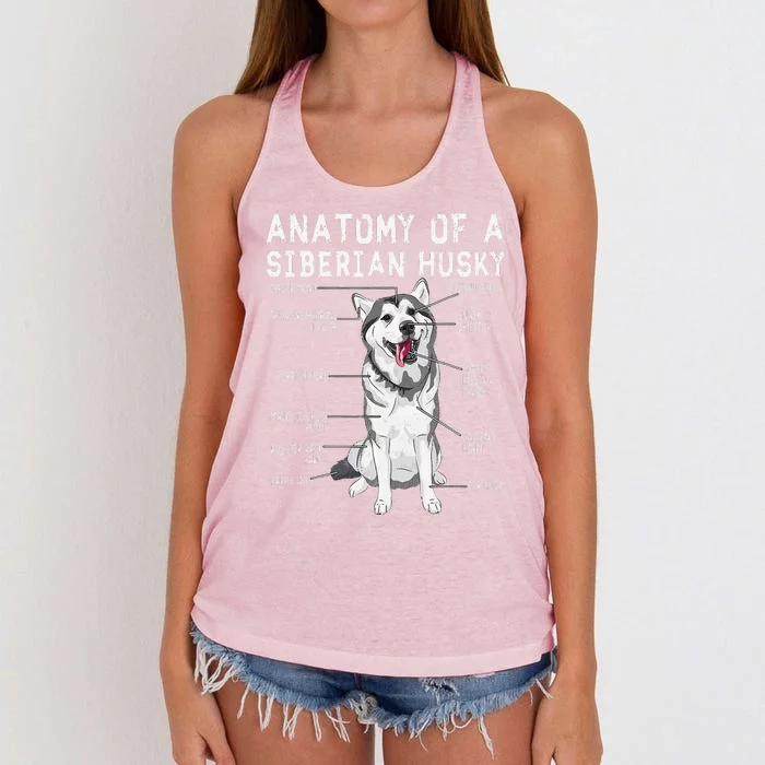 Funny Anatomy Siberian Husky Dog Lover Women's Knotted Racerback Tank