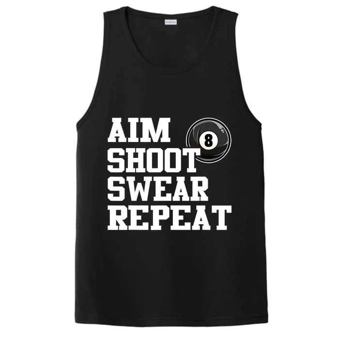 Funny Aim Shoot Swear Repeat 8 Ball Pool Billiards Player Gift Performance Tank