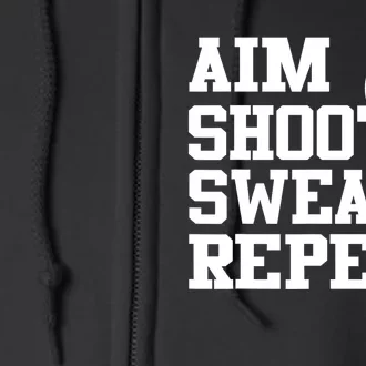 Funny Aim Shoot Swear Repeat 8 Ball Pool Billiards Player Gift Full Zip Hoodie