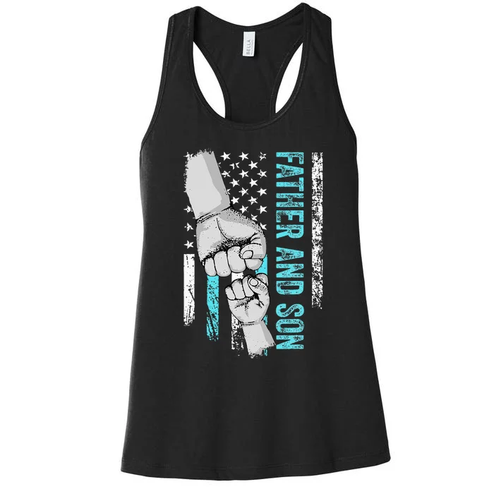 Father And Son American Flag Matching Fathers Day Father Son Women's Racerback Tank