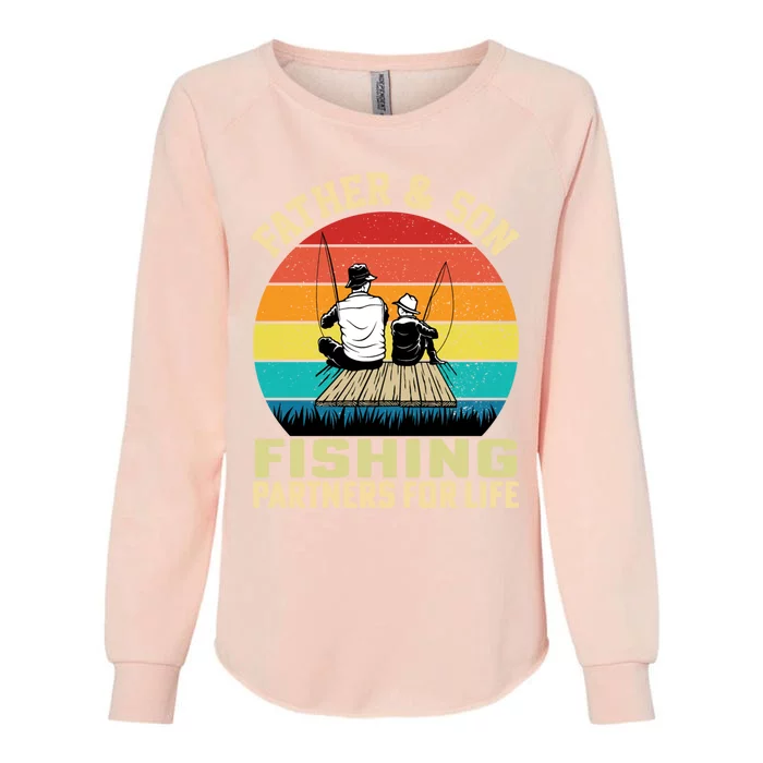 Father And Son Fishing Partner For Life Retro Matching Dad Gift Womens California Wash Sweatshirt