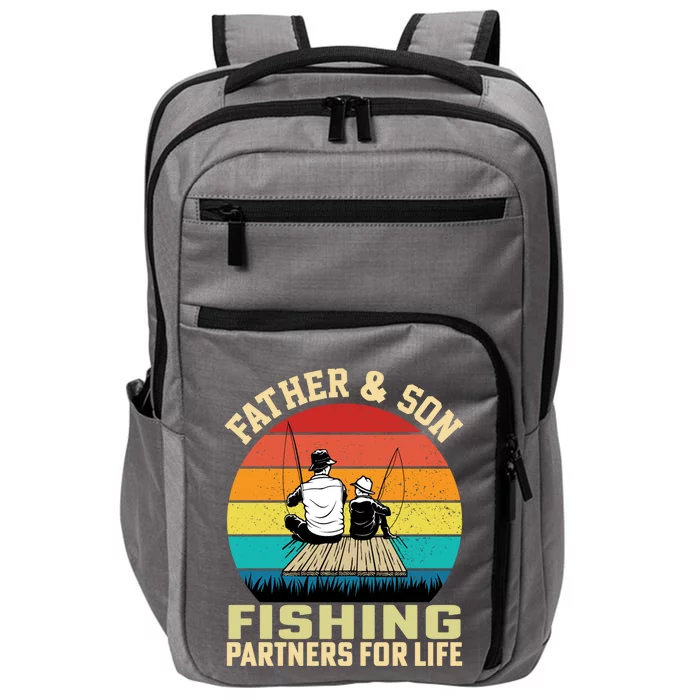 Father And Son Fishing Partner For Life Retro Matching Dad Gift Impact Tech Backpack