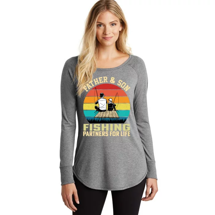 Father And Son Fishing Partner For Life Retro Matching Dad Gift Women's Perfect Tri Tunic Long Sleeve Shirt