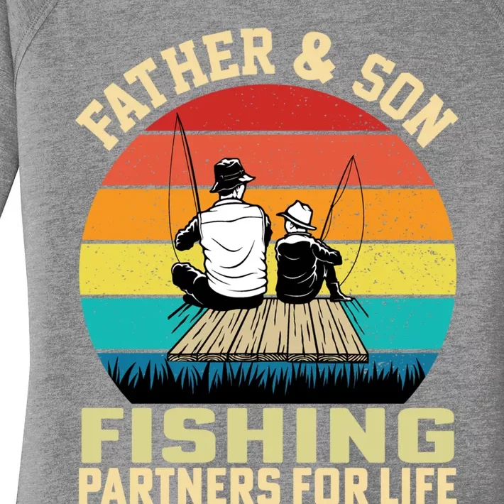 Father And Son Fishing Partner For Life Retro Matching Dad Gift Women's Perfect Tri Tunic Long Sleeve Shirt