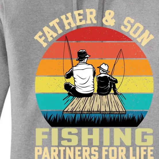 Father And Son Fishing Partner For Life Retro Matching Dad Gift Women's Pullover Hoodie