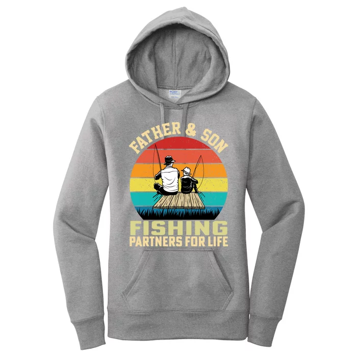 Father And Son Fishing Partner For Life Retro Matching Dad Gift Women's Pullover Hoodie