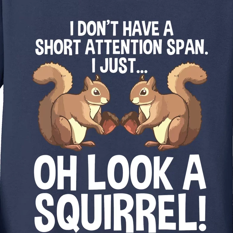 Funny ADHD Squirrel Design For Chipmunk Pet Lovers Kids Long Sleeve Shirt