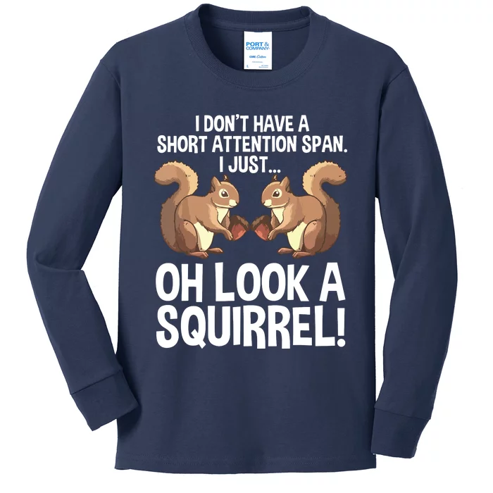 Funny ADHD Squirrel Design For Chipmunk Pet Lovers Kids Long Sleeve Shirt