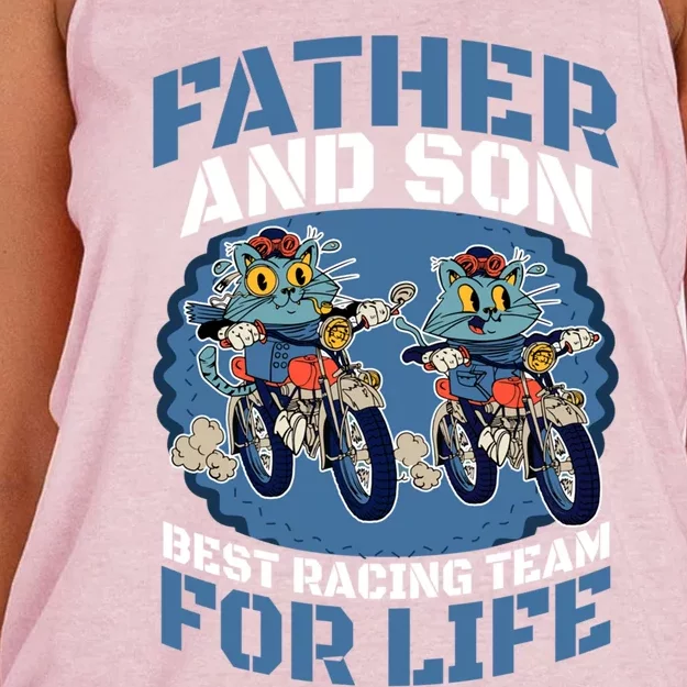 Father And Son Best Racing Team For Life Cool Gift Women's Knotted Racerback Tank