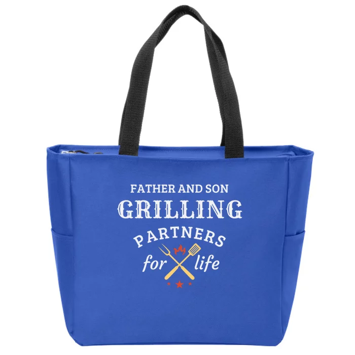 Father And Son Grilling Partners For Life Dad And Son Bbq Gift Zip Tote Bag